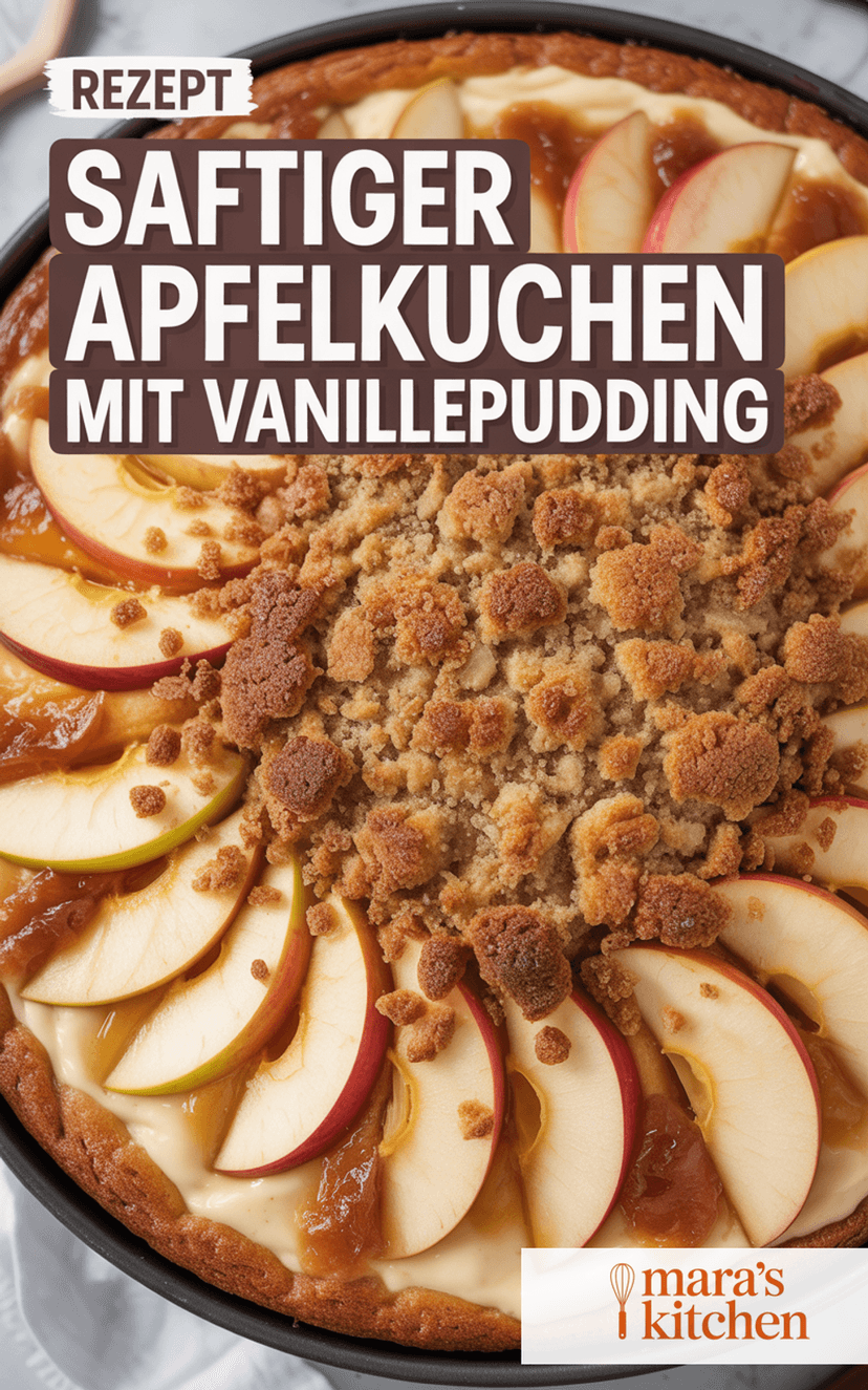 Apfelkuchen mit Vanillepudding - Kuchen Rezept