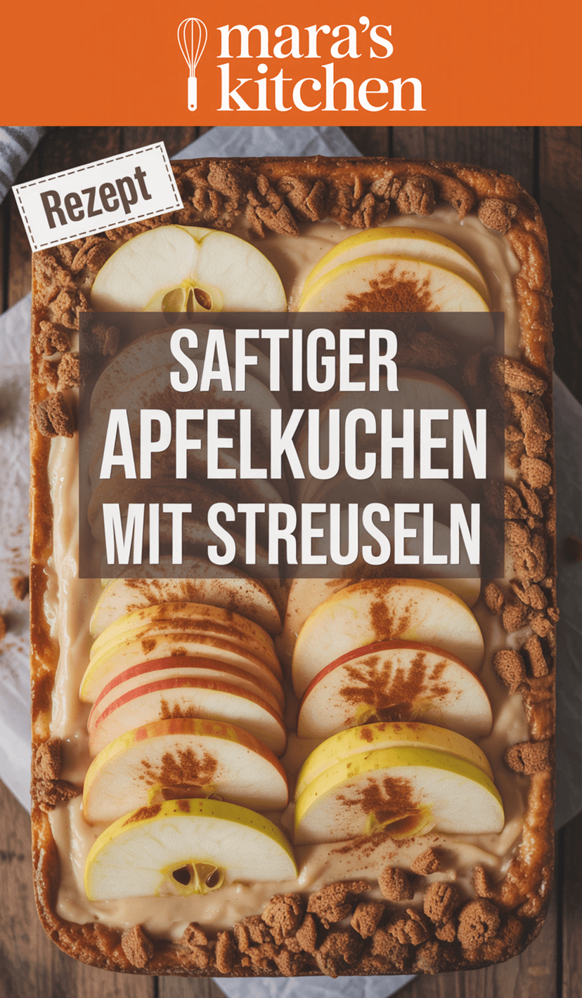 Apfelkuchen vom Blech mit Pudding und Streusel - Kuchen Rezept