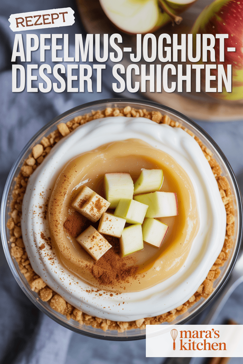 Apfelmus-Joghurt-Dessert mit Keksen - Dessert Rezept