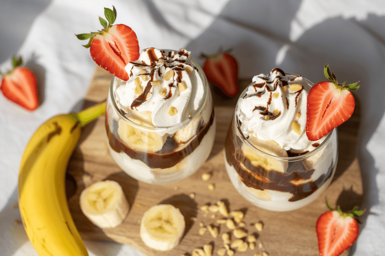 Bananensplit im Glas