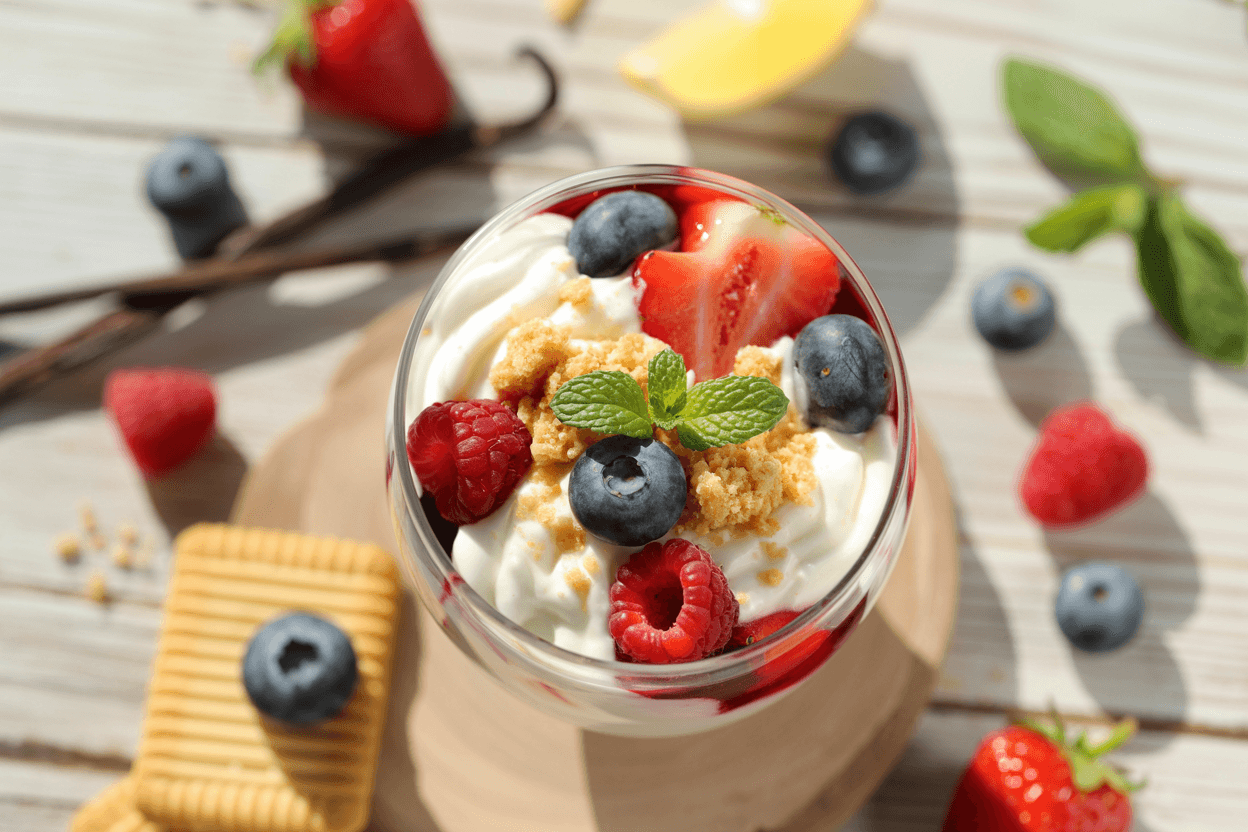 Beeren-Schichtdessert im Glas