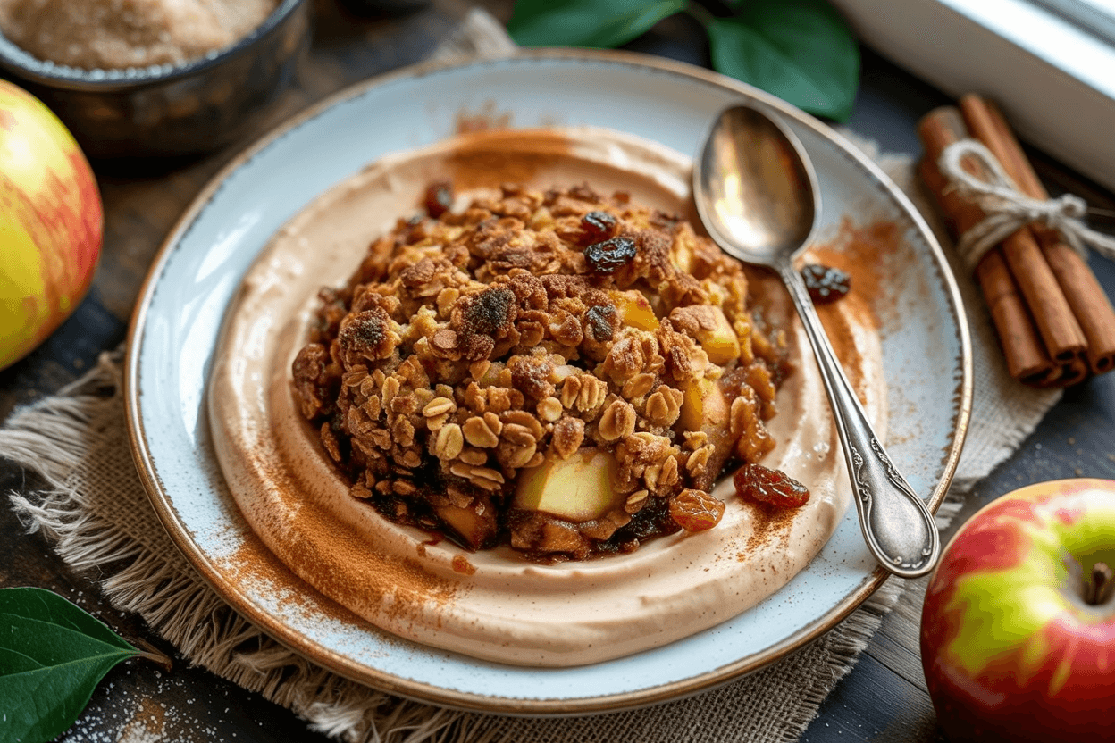 Bratapfel-Crumble auf Zimtcreme