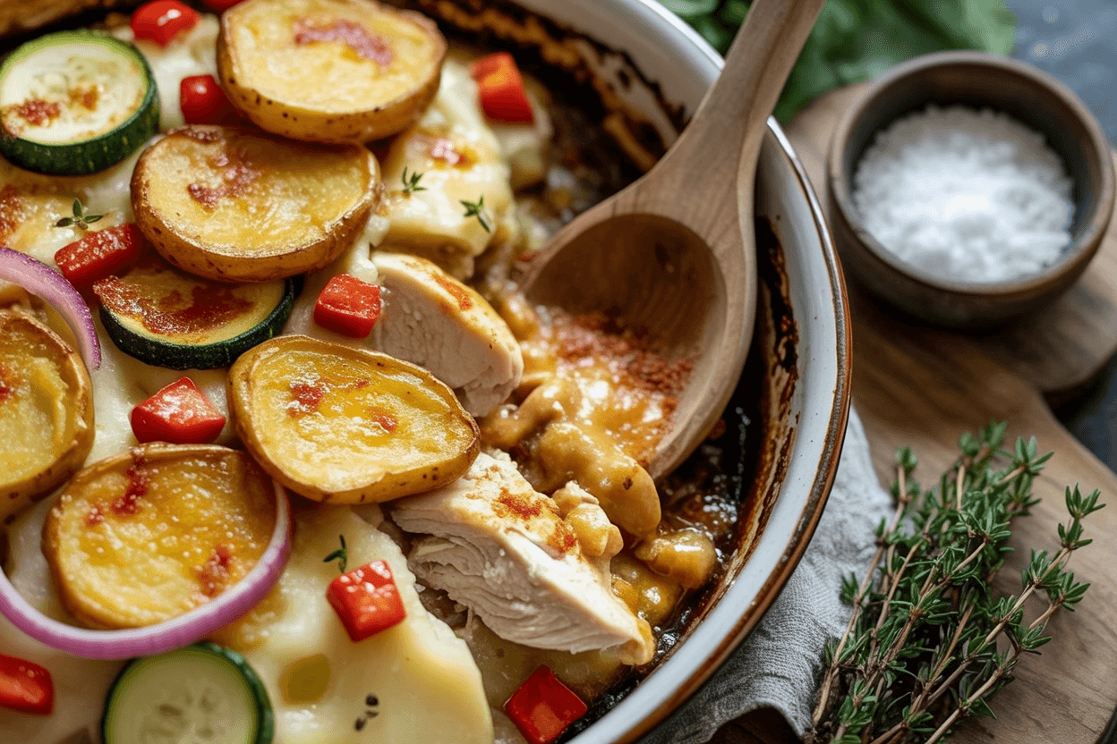 Bratkartoffel Hähnchen Auflauf