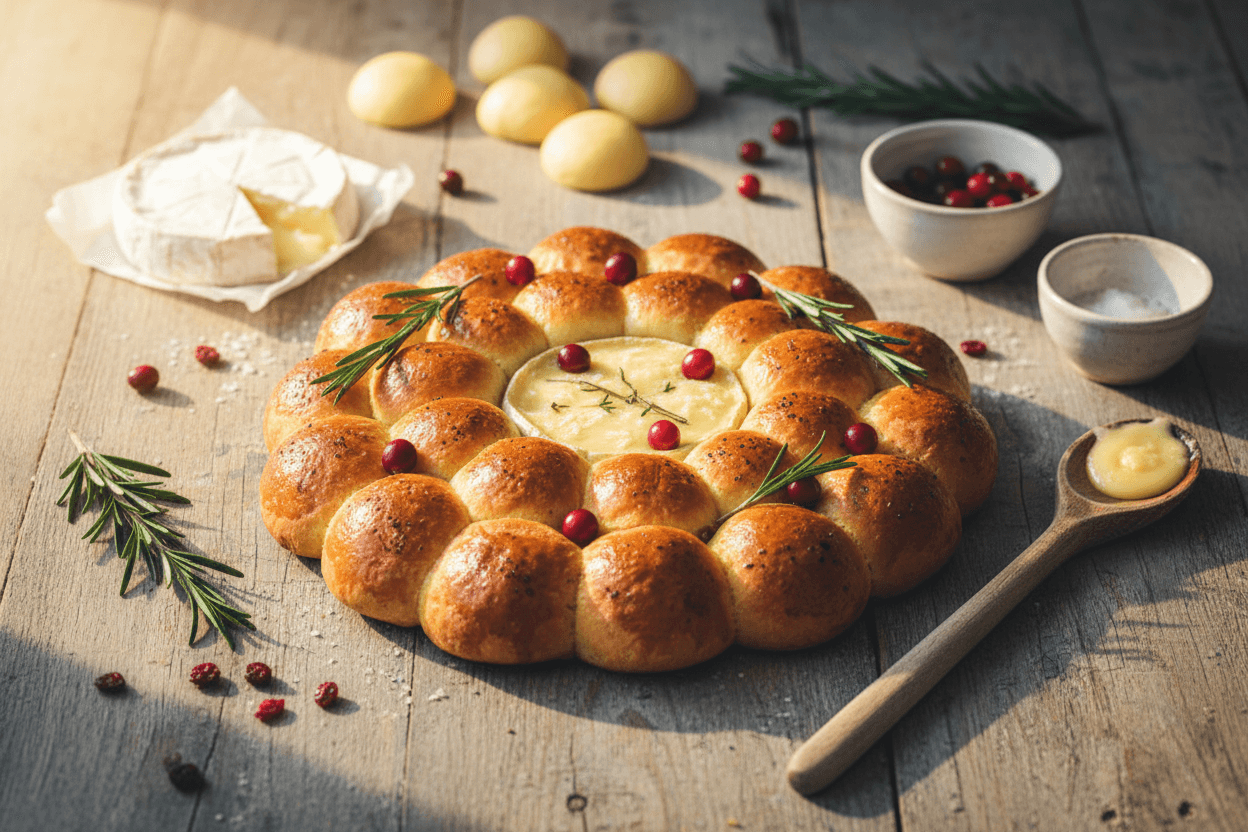 Brioche-Kranz mit gebackenem Camembert