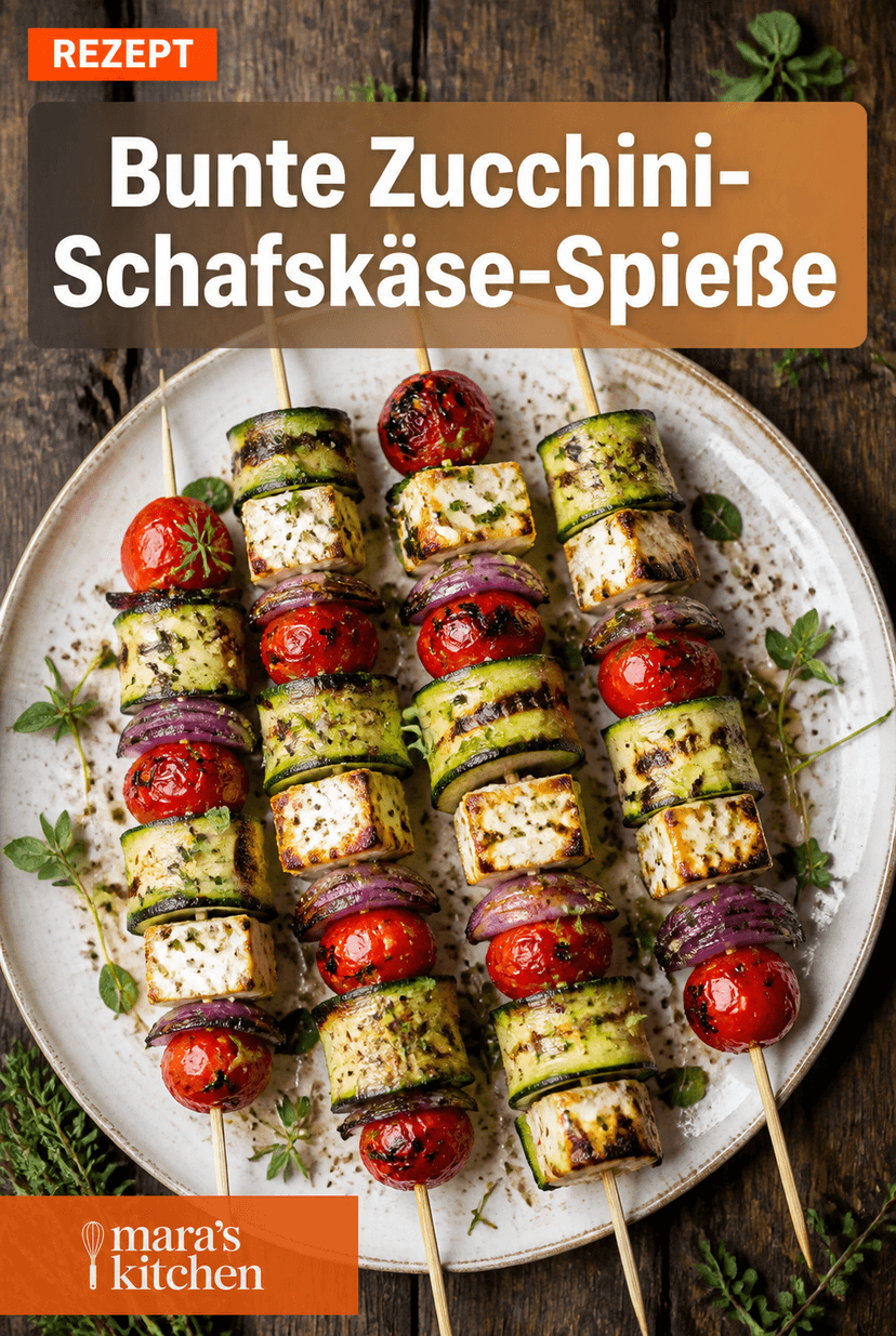 Bunte Zucchini-Schafskäse-Spieße: Mediterraner Grillgenuss zum Verlieben - Vorspeise Rezept
