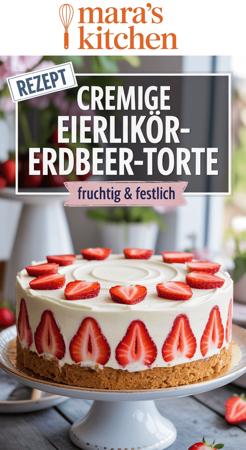 Cremige Eierlikör-Erdbeer-Torte: Fruchtig, festlich & unwiderstehlich - Kuchen Rezept