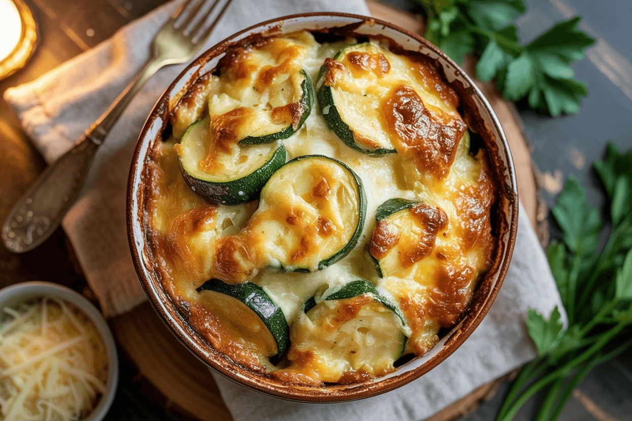 Cremiger Kartoffelauflauf mit Zucchini