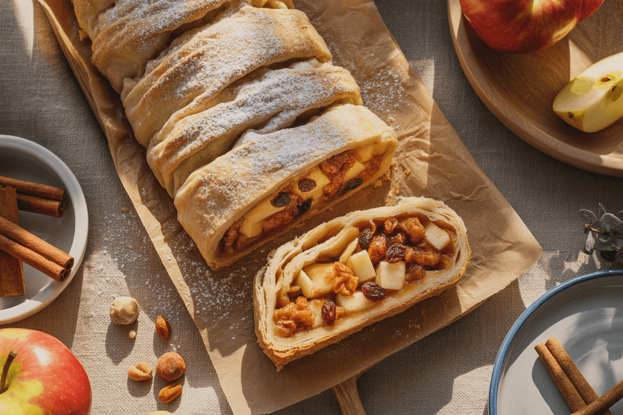 Einfacher Apfelstrudel aus Blätterteig