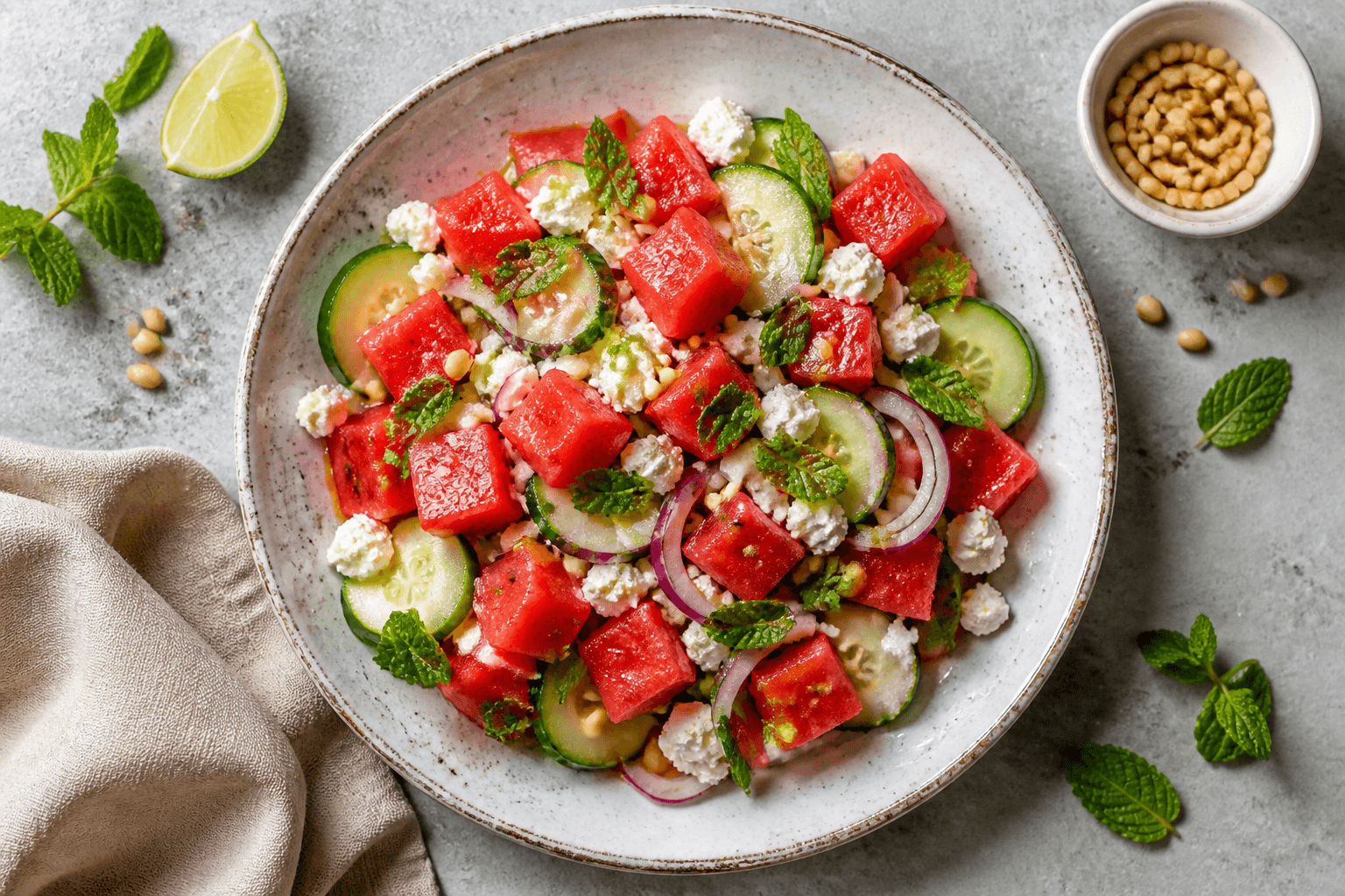Erfrischender Sommersalat mit Wassermelone: Leicht, bunt & einfach unwiderstehlich