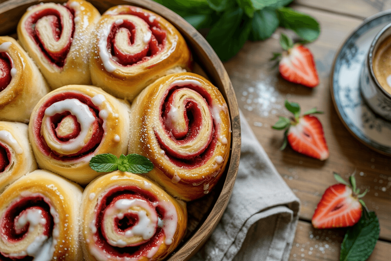 Fluffige Erdbeer-Hefeschnecken: fruchtige Sünde wie vom Bäcker