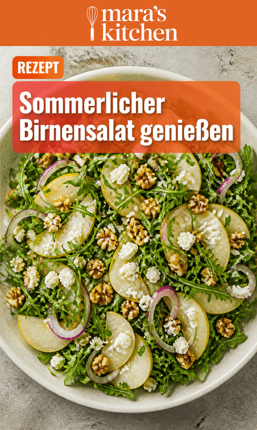 Frisch verliebt: Sommerlicher Birnensalat mit knackigen Nüssen & Feta - Salat Rezept