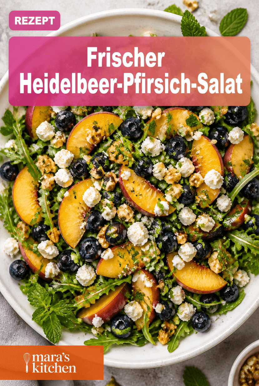 Frische Sommerliebe: Heidelbeer-Pfirsich-Salat mit Feta und Minze - Salat Rezept