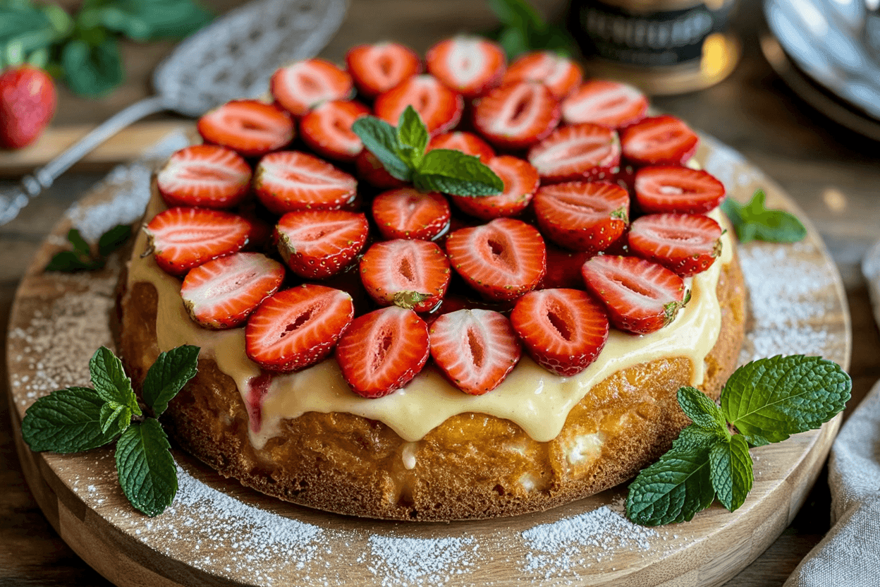 Frischer Erdbeerkuchen: Sommergenuss auf lockerem Biskuit
