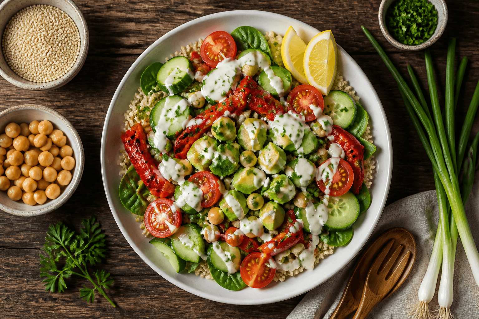 Frischer Fitness-Salat mit cremigem Joghurtdressing: Protein-Kick für jede Tageszeit