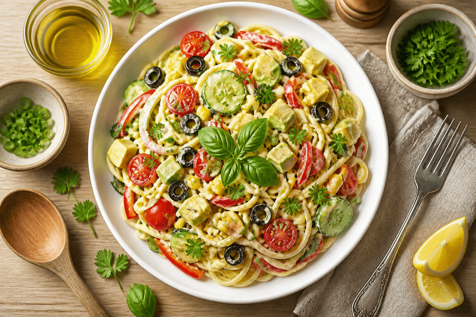 Frischer Kalifornischer Spaghetti-Salat: Sommerfeeling auf dem Teller