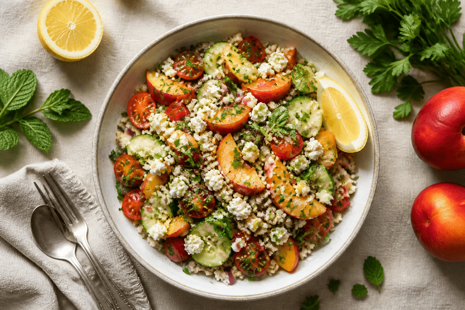Fruchtig-würziger Bulgursalat: Sommergenuss mit Feta & Nektarinen