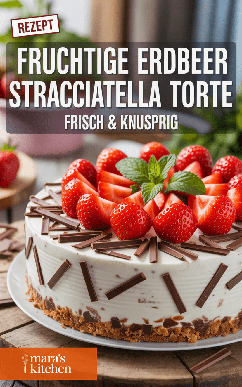 Fruchtige Erdbeer Stracciatella Torte: Sommertraum mit Knusperboden - Kuchen Rezept