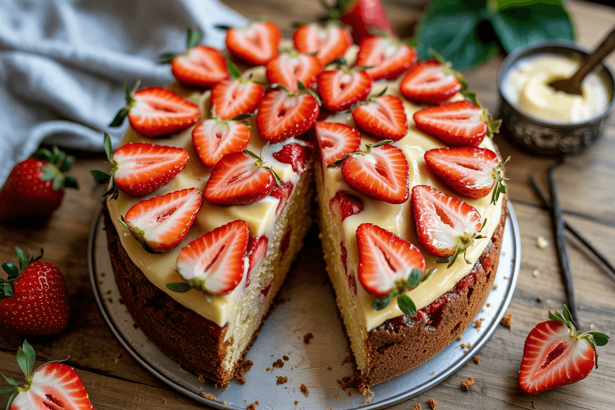 Fruchtiger Erdbeerkuchen mit Schmand-Vanillecreme: Sommergenuss pur!