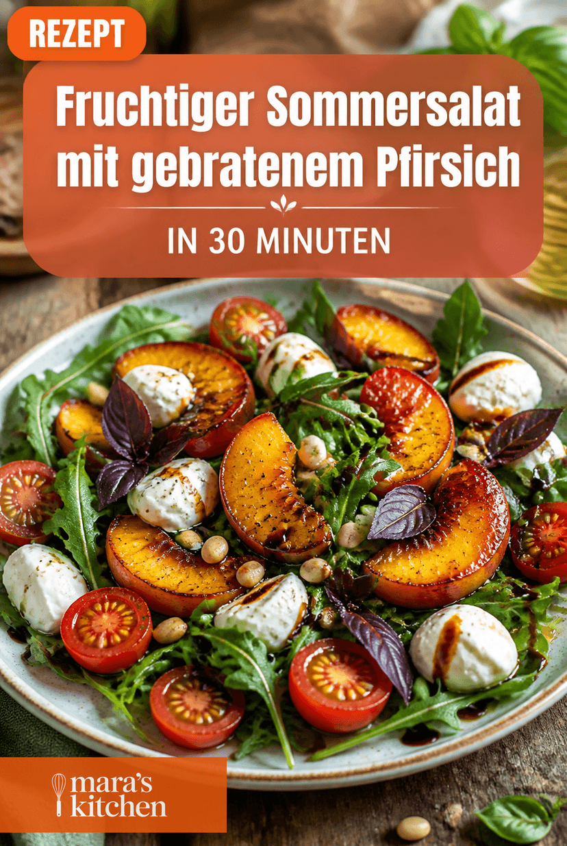 Fruchtiger Sommersalat mit gebratenem Pfirsich: Frisch, leicht & unwiderstehlich - Salat Rezept