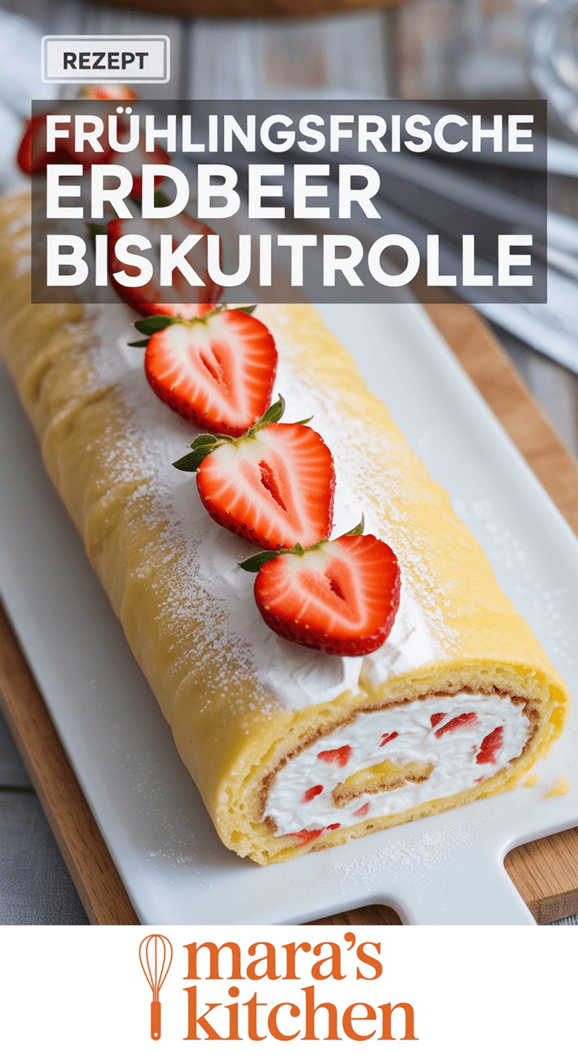 Frühlingsfrische Erdbeer Biskuitrolle: Locker, fruchtig & unwiderstehlich - Kuchen Rezept