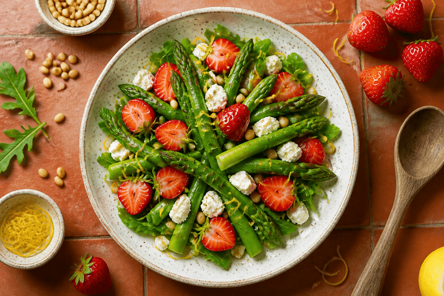 Frühlingshafter Spargelsalat mit Erdbeeren & Feta: frisch, leicht und überraschend