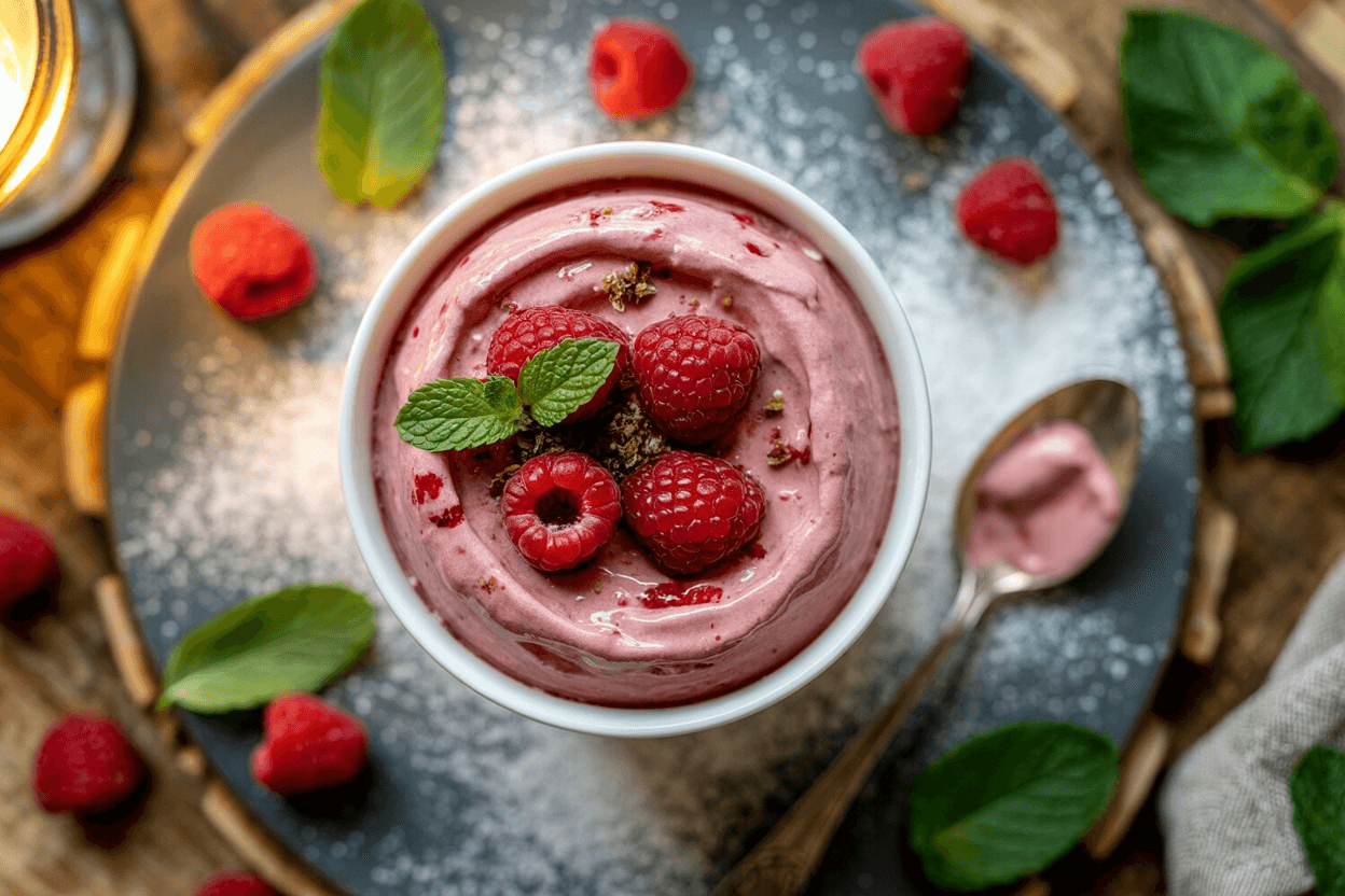 Gefrorene-Himbeer-Creme