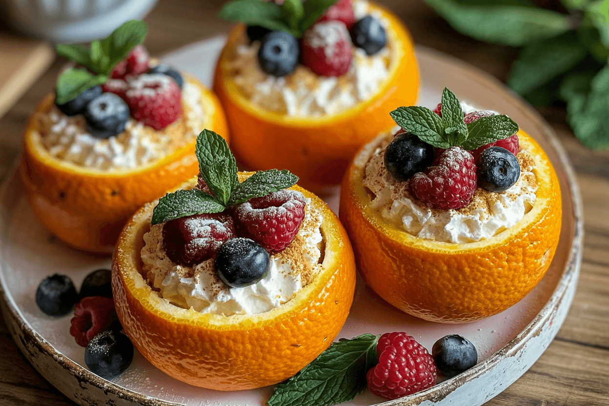 Gefüllte Orangen mit Sahnequark