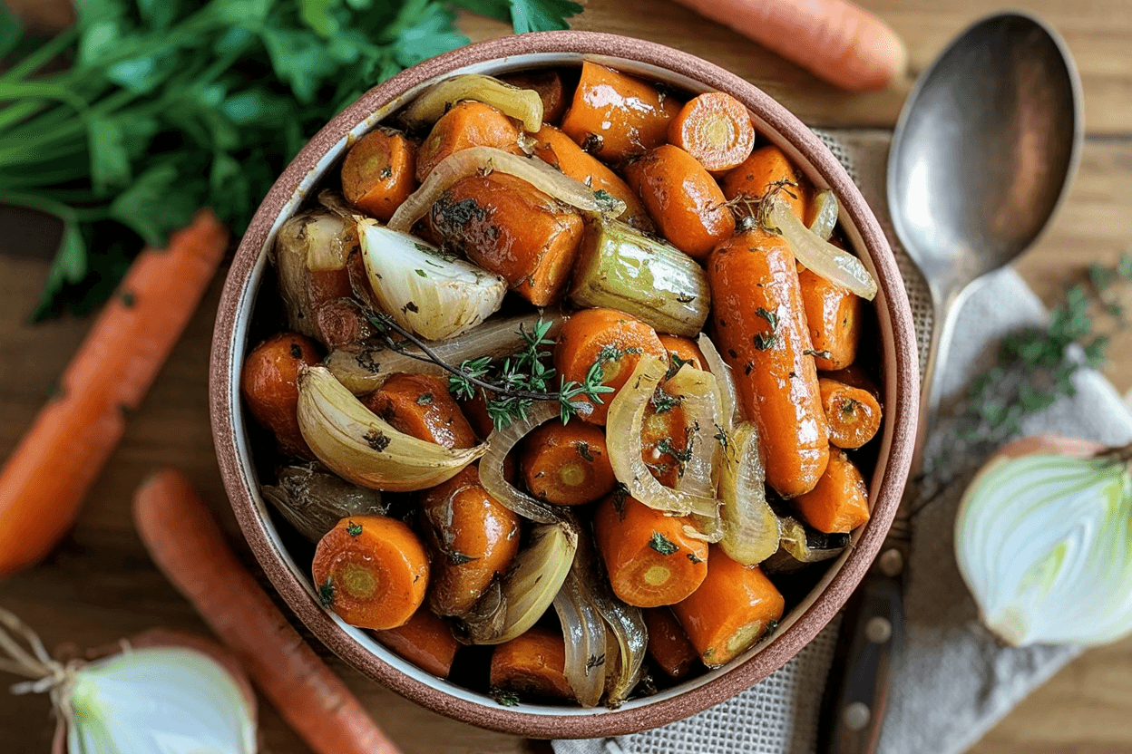 Geschmorte Karotten und Zwiebeln – aromatische Beilage