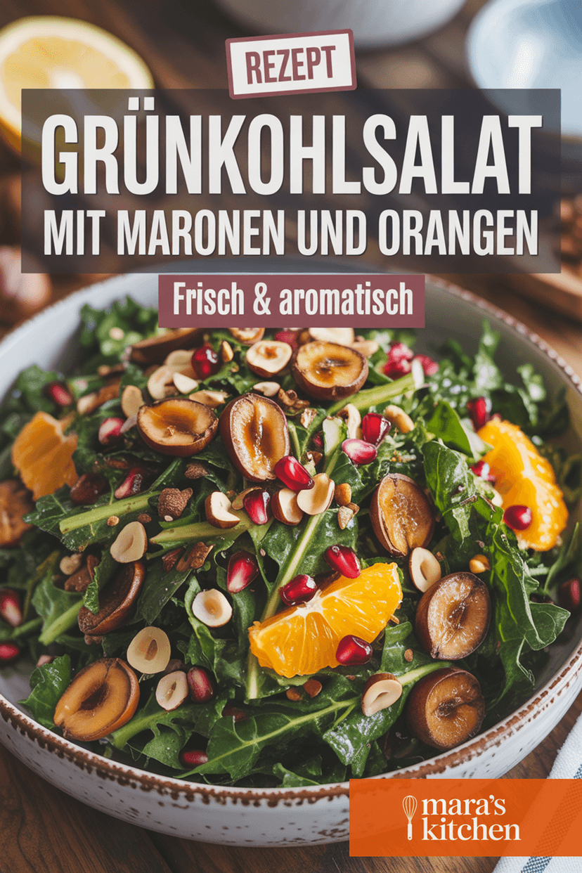 Grünkohlsalat mit gerösteten Maronen und Orangenfilets - Salat Rezept