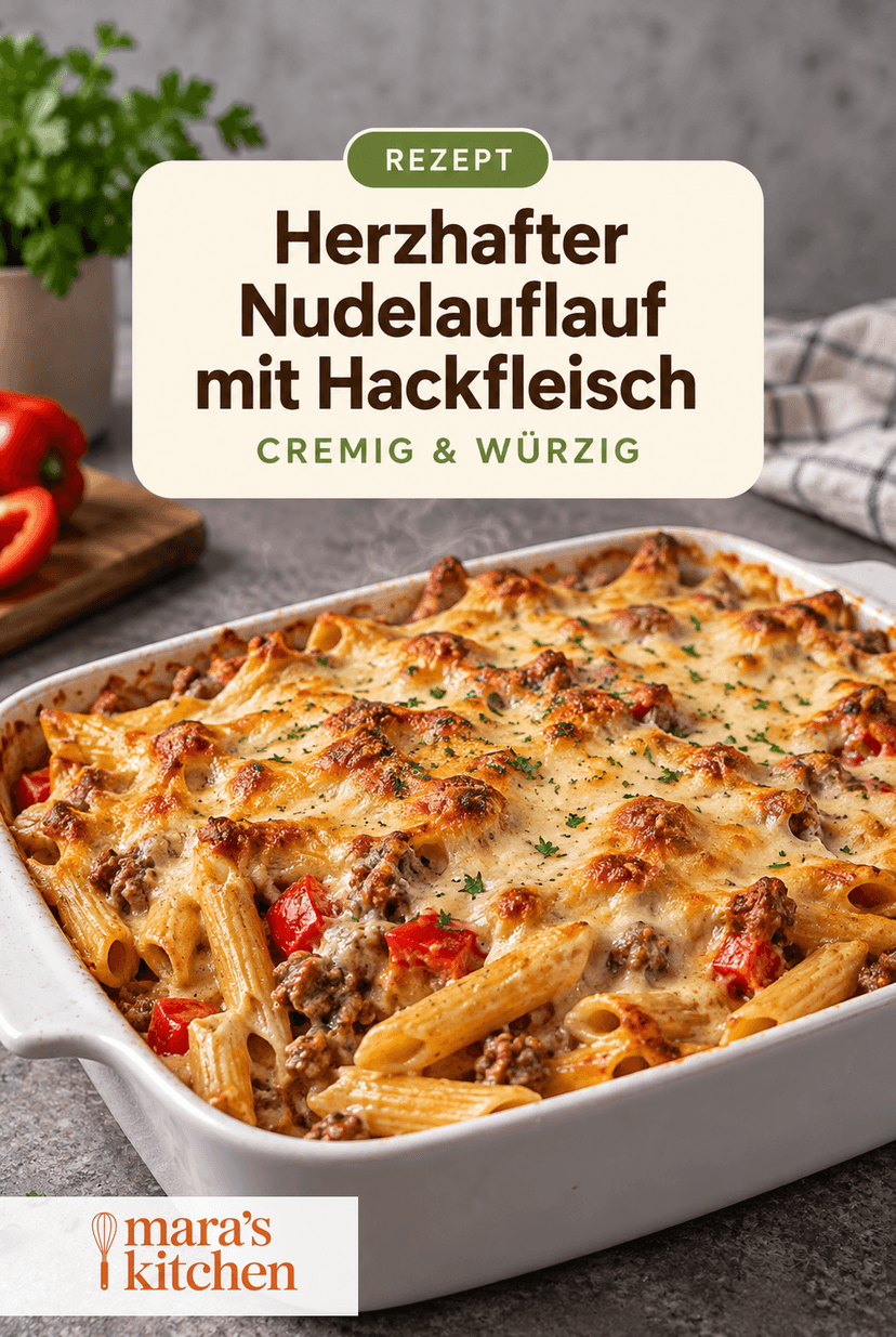 Herzhafter Nudelauflauf mit Hackfleisch: cremig, würzig & einfach gemacht - Hauptgericht Rezept