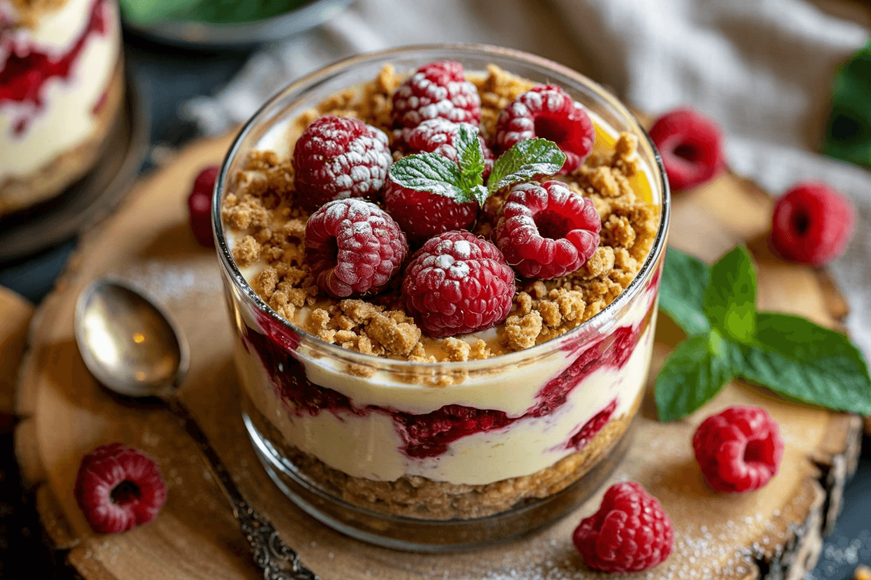 Himbeer-Käsekuchen im Glas