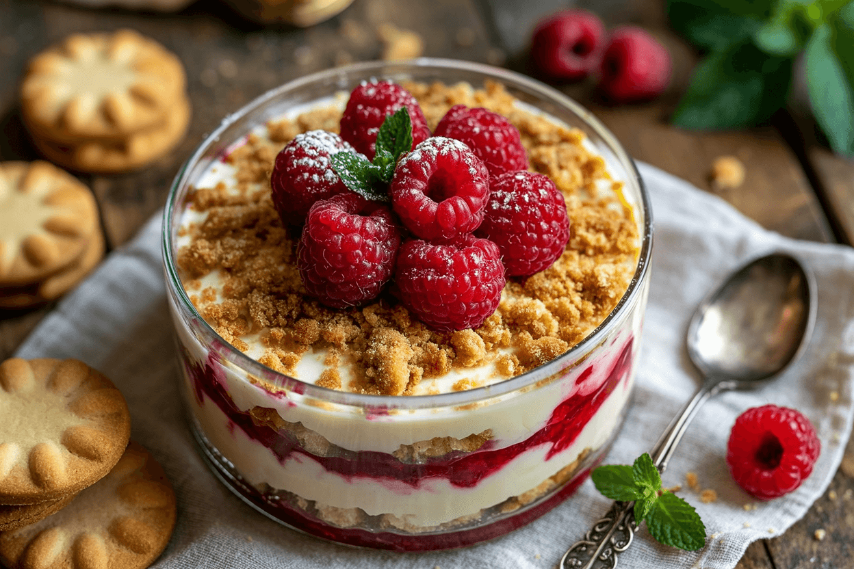 Himbeer-Keks-Schichtdessert