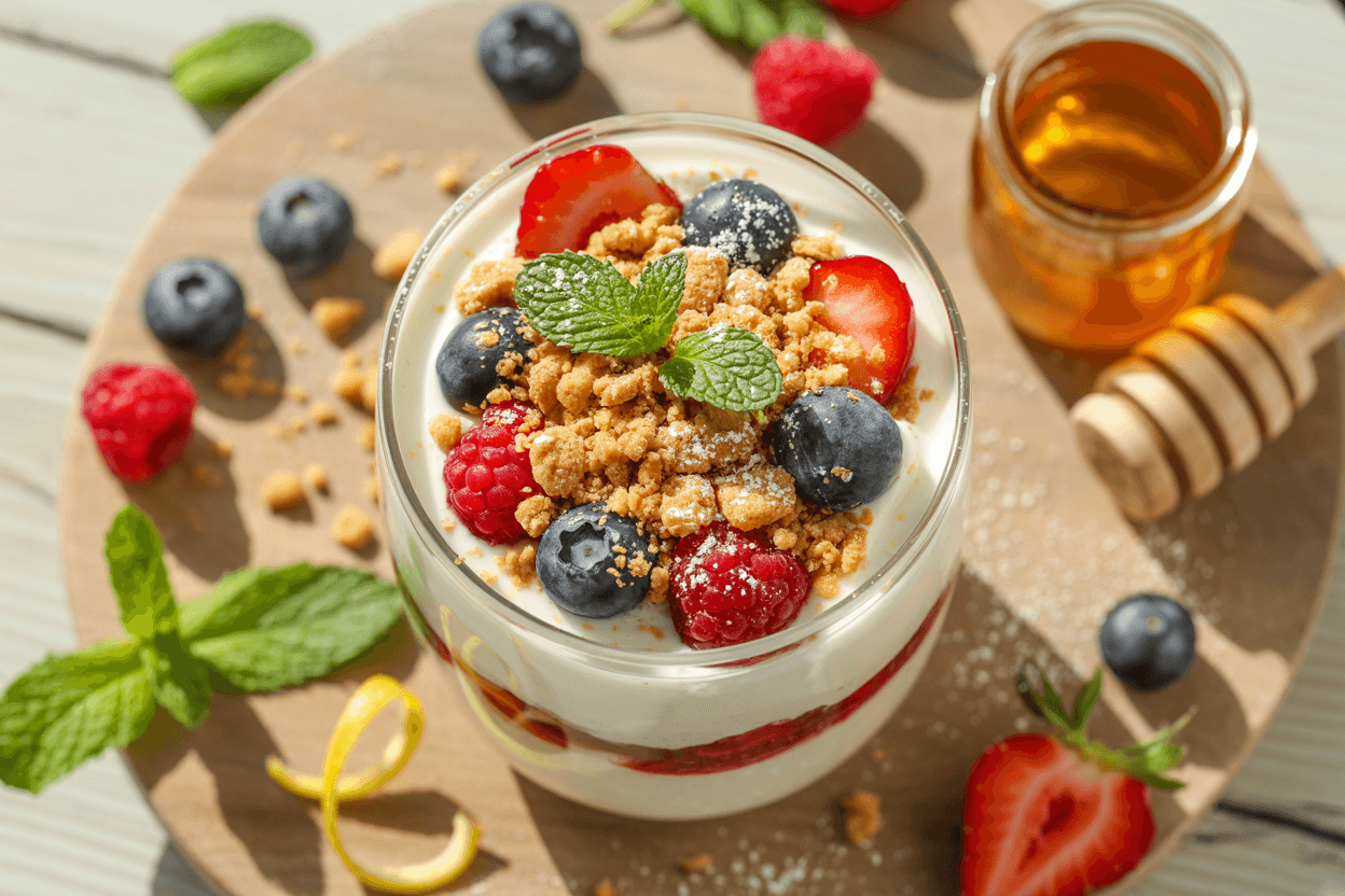 Joghurt-Beeren-Dessert im Glas