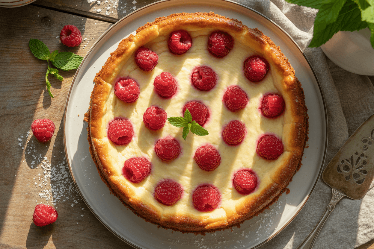 Käsekuchen mit Himbeeren