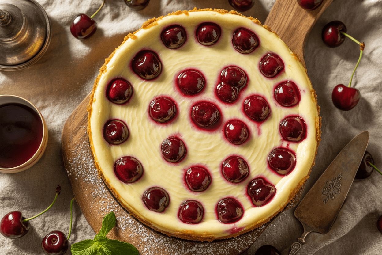 Käsekuchen mit Kirschen