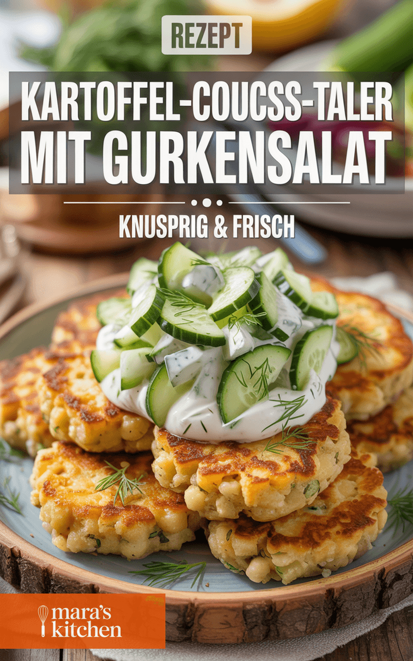 Kartoffel-Couscous-Taler mit Gurkensalat und Dill - Hauptgericht Rezept