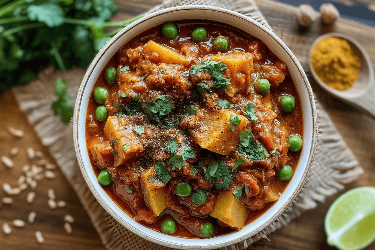 Kartoffel Curry in pikanter Tomatensoße