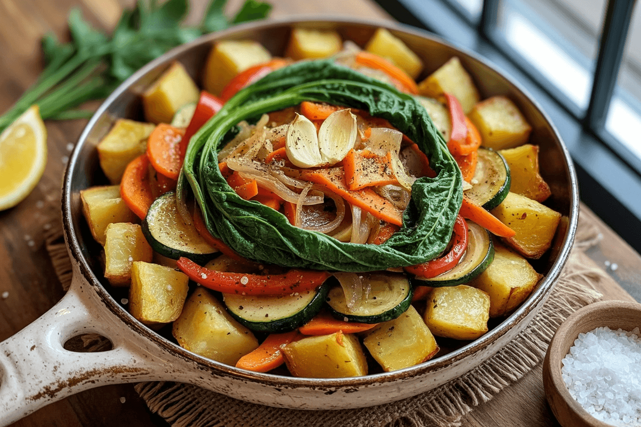 Kartoffel-Gemüsepfanne mit Mangold