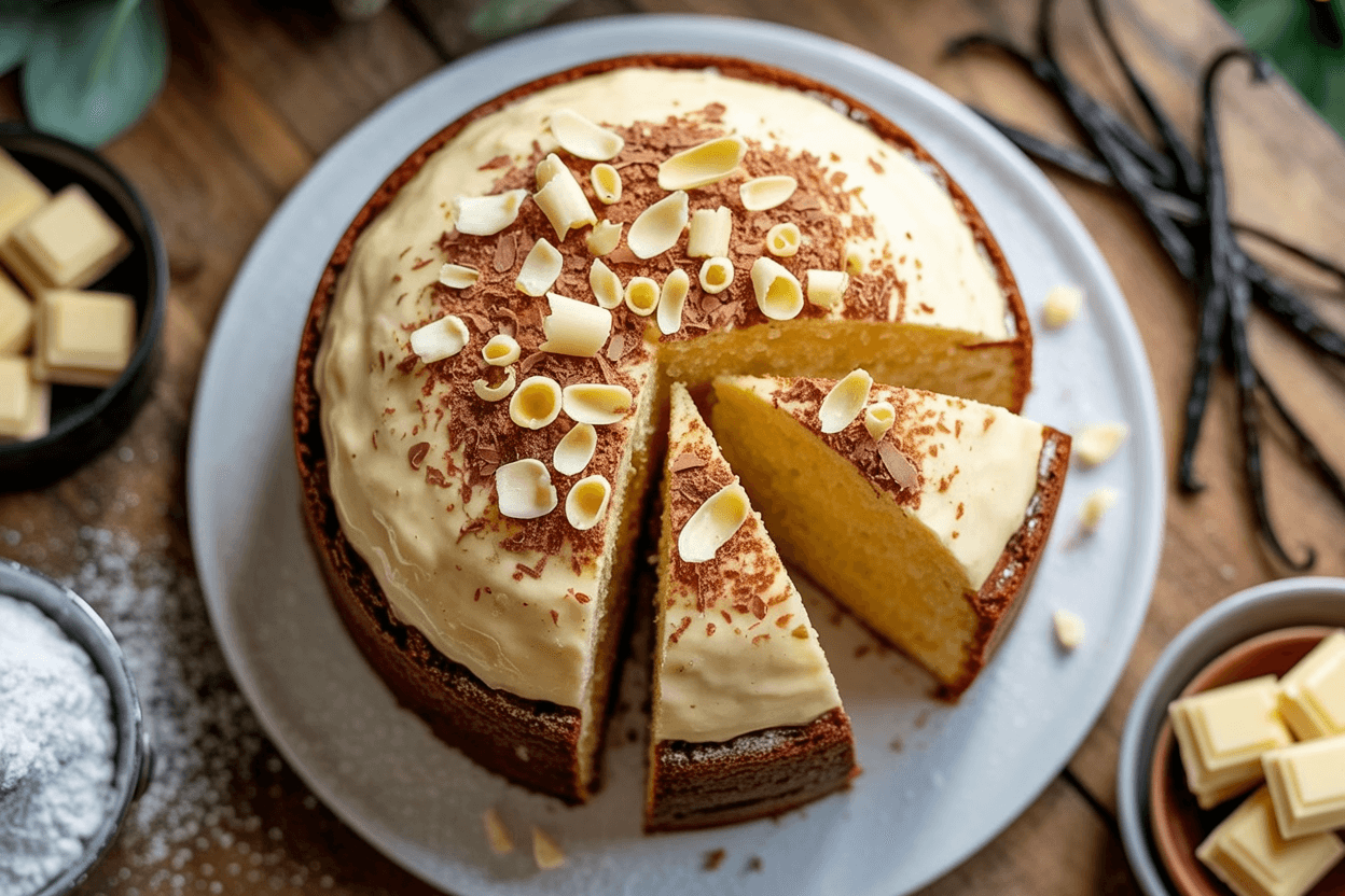 Kuchen mit weißer Schokolade