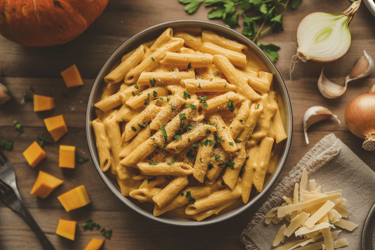 Kürbis Käse Creme Nudeln