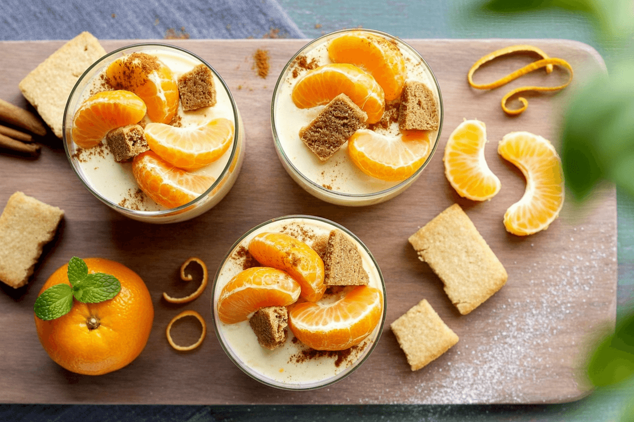 Mandarinen-Weihnachtsdessert im Glas