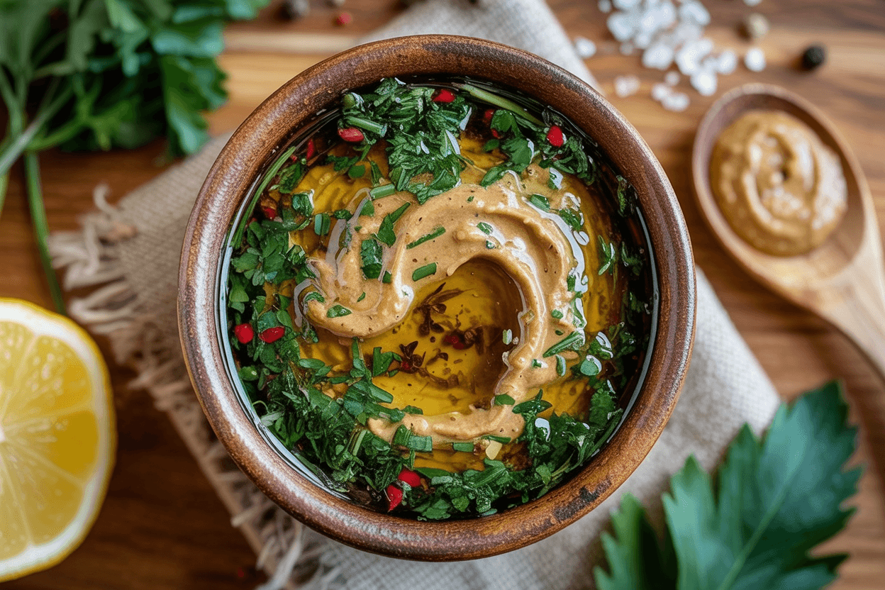 Öl und Brühe Dressing ohne Mayo – leicht & aromatisch