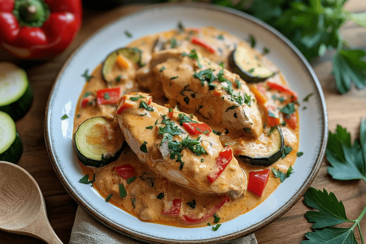 Paprika Zucchini Sahne Hähnchen