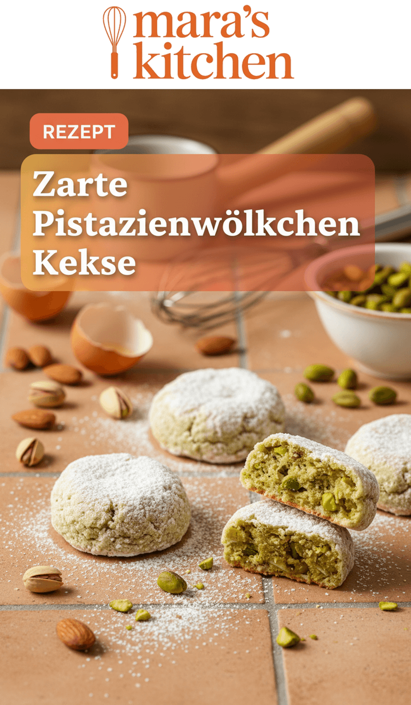 Pistazienwölkchen – Zarte Kekse mit Mandeln und Pistazien - Dessert Rezept