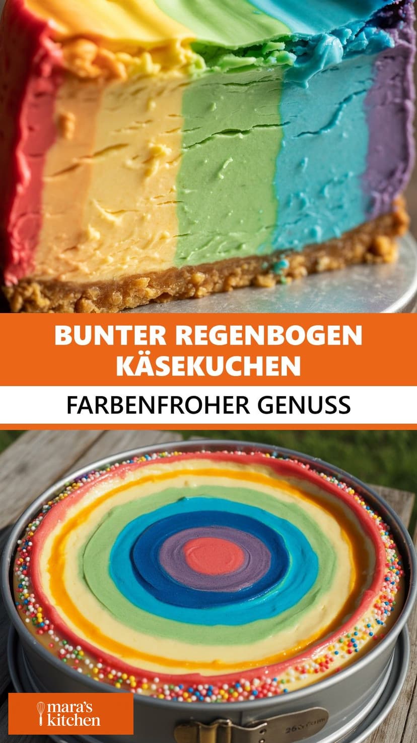 Regenbogen Käsekuchen - Backen Rezept