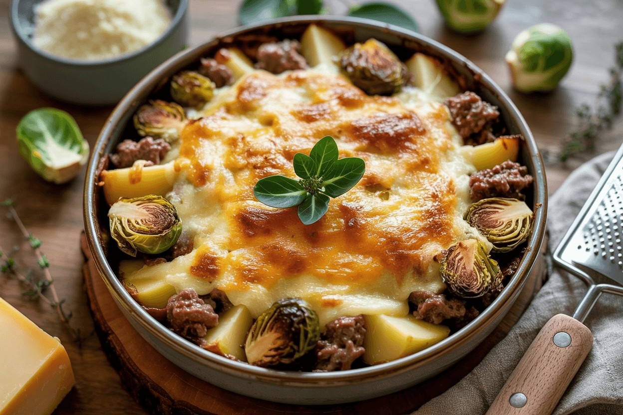 Rosenkohl-Hackfleisch-Kartoffel-Auflauf