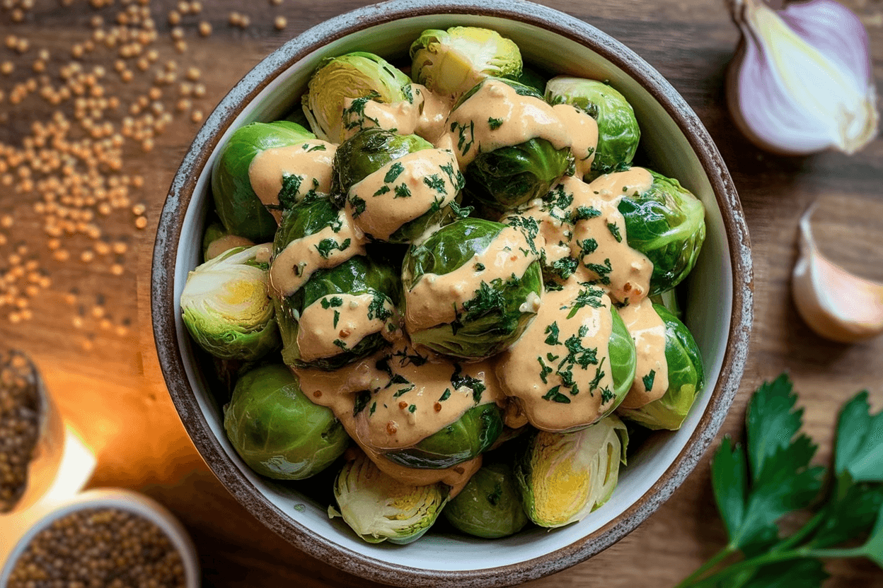 Rosenkohl in Frischkäse-Senf-Sauce