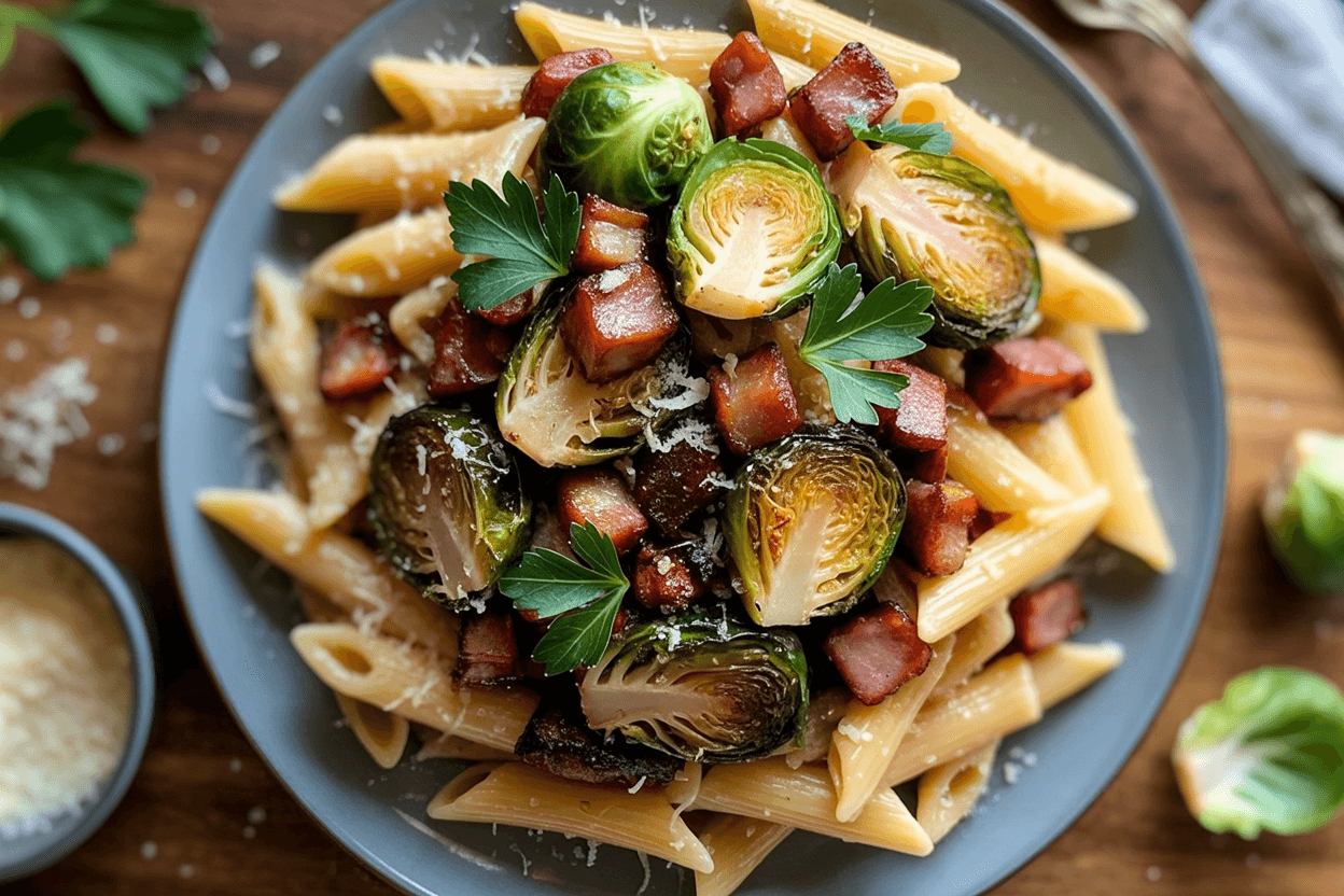 Rosenkohl-Pasta mit Speck