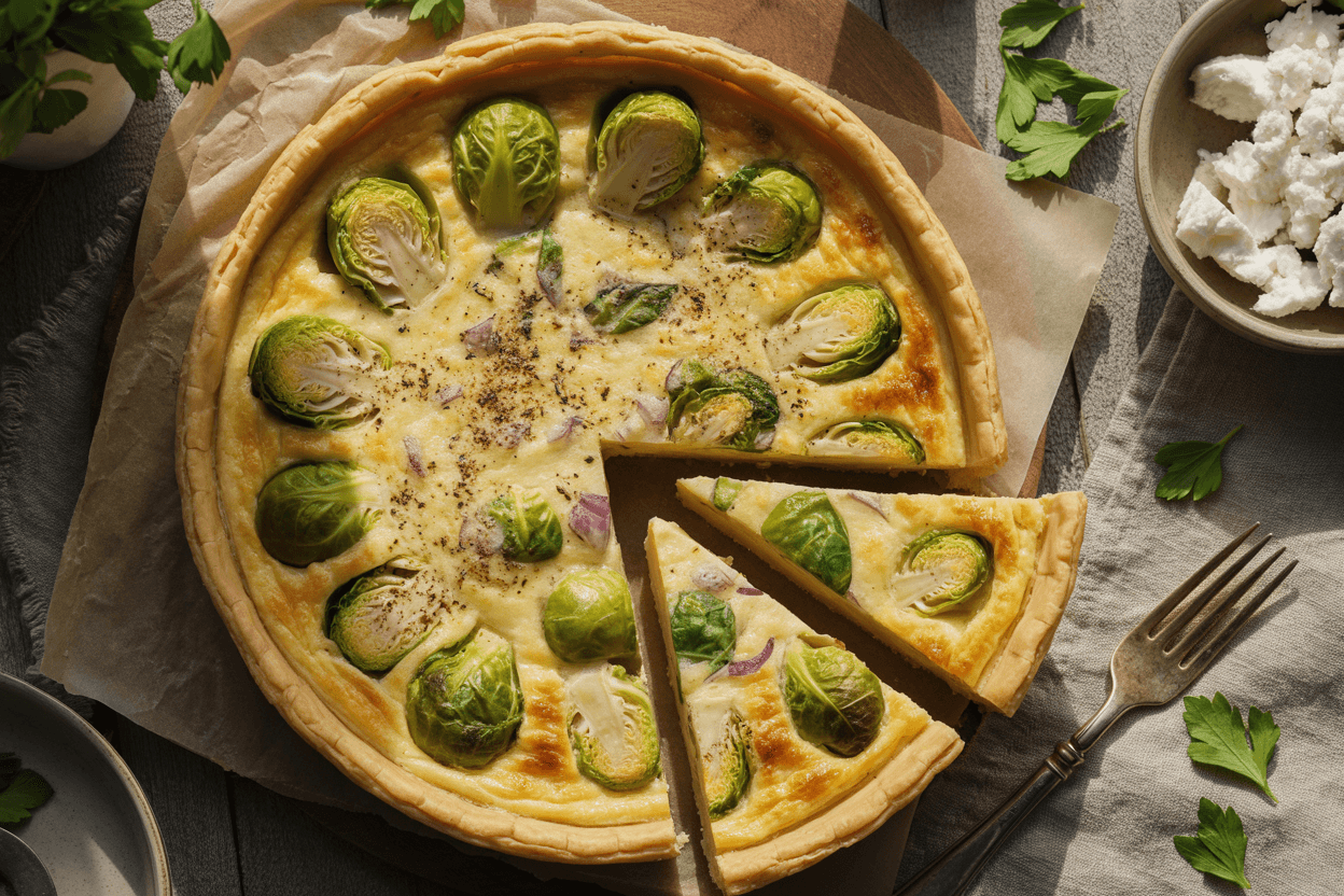 Rosenkohl Quiche mit Ziegenkäse