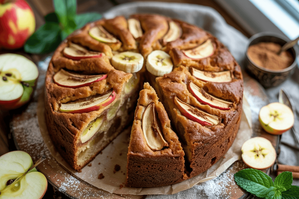 Saftiger Apfel-Bananen Kuchen: Fruchtig, locker & gelingsicher